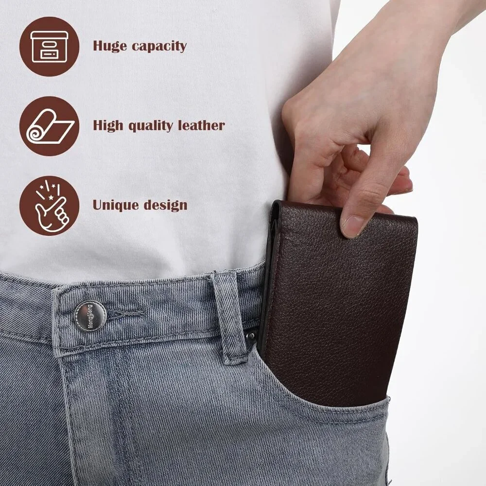 Men's Brown PU Leather Bifold 12 Pcs Wallets Matching 12 Pcs Keychains Design